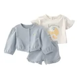 Carter's 3-tlg. Set T-Shirt, Sweatjacke und Shorts Zitrone – Bild 3