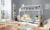 Ticaa Kinderbett Hausbett "Lina" mit Schubkästen 90x200 cm Kiefer weiß – Bild 6