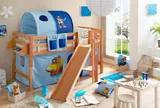Ticaa Hochbett mit Rutsche Podestbett "Tino" Buche Natur Motiv, teilbar mit Farbauswahl – Bild 3