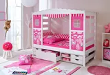 Ticaa Hausbett mit Bettkasten "Horse Rosa" Kiefer Weiß – Bild 5