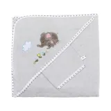 Fillikid 2-tlg. Badeset Kapuzenbadetuch 100x100 cm & Waschlappen grau – Bild 1