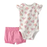 Carter's 2-tlg. Set Body kurzarm und Shorts Blumen – Bild 3