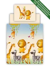 Ticaa Kinder Bettwäsche Set inkl. Spannbettlaken Safari – Bild 2