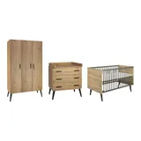 Schardt 3-tlg. Babyzimmer Morris Oak mit 3-türigem Kleiderschrank – Bild 1