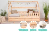 Ticaa Kinderbett Hausbett "Kay" 140x200 inkl. Schubkästen Kiefer natur – Bild 3