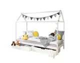 Ticaa Kinderbett Hausbett "Lina" mit Schubkästen 90x200 cm Kiefer weiß – Bild 3