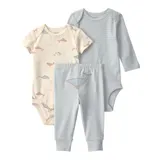Carter's 3-tlg. Set Body kurzarm, Body langarm und Jogginghose Wale Ringel – Bild 3