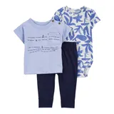 Carter's 3-tlg. Set Body kurzarm, T-Shirt und Jogginghose Meer – Bild 3