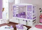 Ticaa Hausbett mit Bettkasten "Horse Lila" Kiefer Weiß – Bild 5
