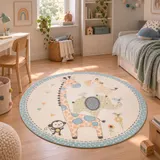 Pergamon Kinder Teppich Maui Kids Safari Tiere Bunt Rund – Bild 1