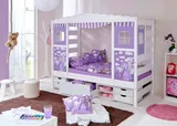 Ticaa Hausbett mit Bettkasten "Horse Lila" Kiefer Weiß – Bild 5