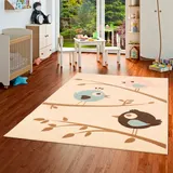 Pergamon Kinderteppich Trendline Vögel Pastell Beige Blau – Bild 1