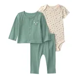 Carter's 3-tlg. Set Body kurzarm, Jacke und Hose Dinos Rippqualität – Bild 3