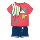Boboli 2-tlg. Set T-Shirt und Jeans-Shorts Heißluftballons – Bild 3