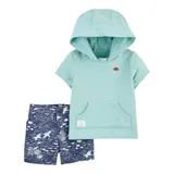 Carter's 2-tlg. Set T-Shirt mit Kapuze und Sweatshorts – Bild 3