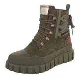 Damen High-Top Stiefeletten mit Lochschnürung Ital-Design 9074 in Grün – Bild 1