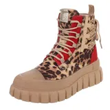 Damen High-Top Stiefeletten mit Lochschnürung Ital-Design 4135 in Beige – Bild 1