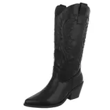Used Look Damen Cowboyboots mit Reißverschluss Ital-Design 5356 in Schwarz – Bild 1