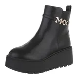 Damen Stiefeletten mit Strass und Reißverschluss Ital-Design 2817 in Schwarz – Bild 1