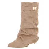 Damen Stiefel mit Reißverschluss Ital-Design 4218 in Hellbraun – Bild 1