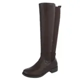 Used Look Damen Stiefel mit Reißverschluss Ital-Design 5077 in Braun – Bild 1