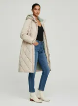 Sublevel Damen Stepp Mantel lang geschnitten Winterjacke warm Jacke elegant – Bild 2
