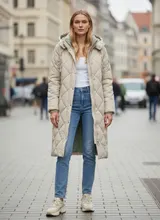 Sublevel Damen Stepp Mantel lang geschnitten Winterjacke warm Jacke elegant – Bild 4